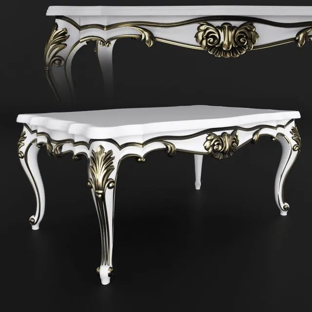 Classic table wood baroque cad 3D Model