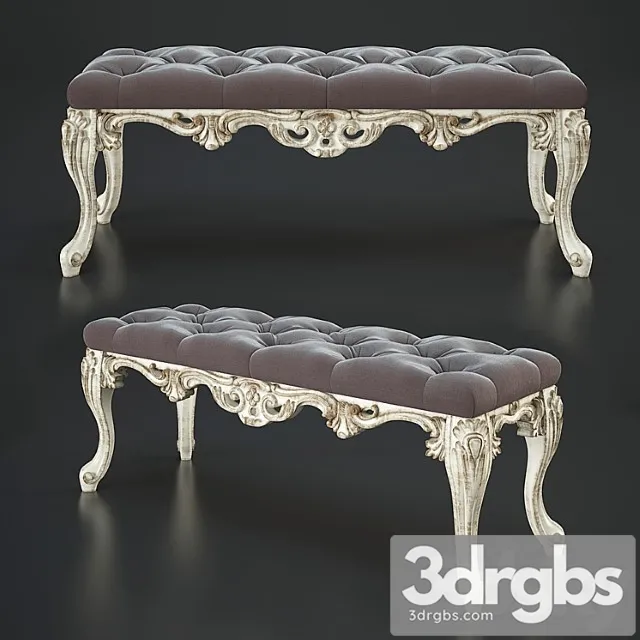 Classic upholstered bench 2 3D Model Download