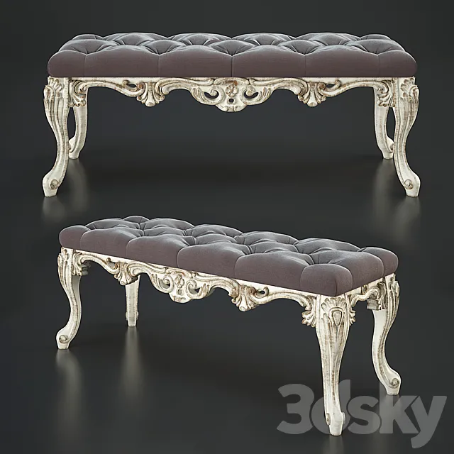 Classic upholstered bench 3D Model Classic upholstered bench 3D Model