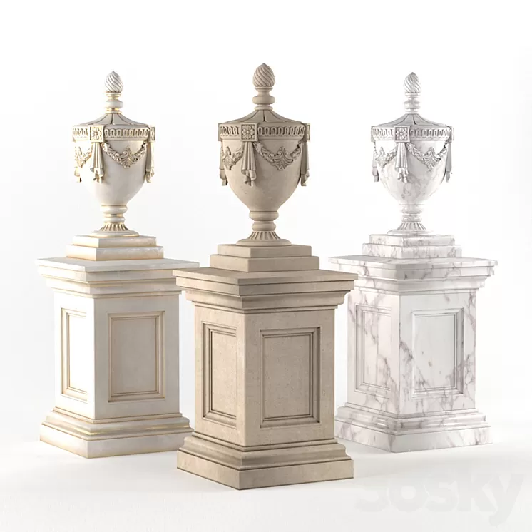 Classic vase for decorating the facade 3D Model Classic vase for decorating the facade 3D Model