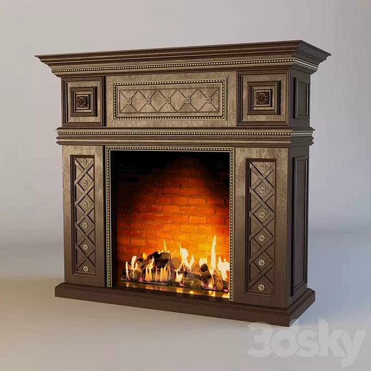 Classic wood for the fireplace portal 3D Model