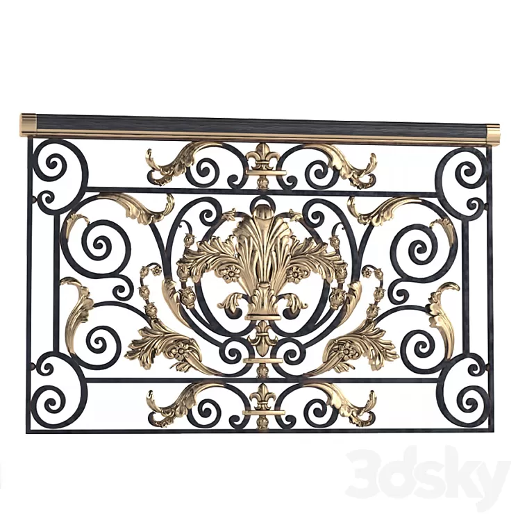 Classic wrought iron enclosure with cast inlays. Classic forged fence 3D Model