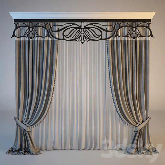 Classical curtain with lambrequins 3DModel