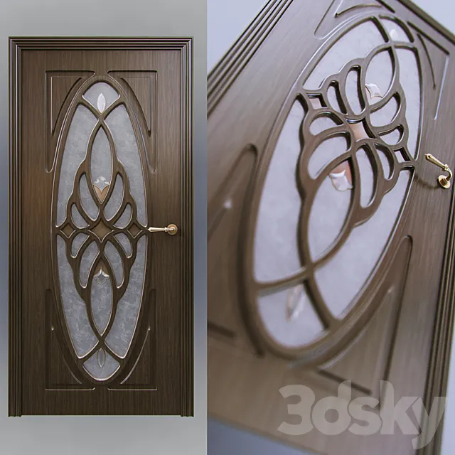 Classical door with stained glass 3D Model