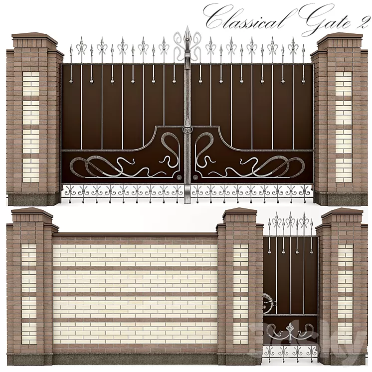 Classical forged gate 2 3D Model