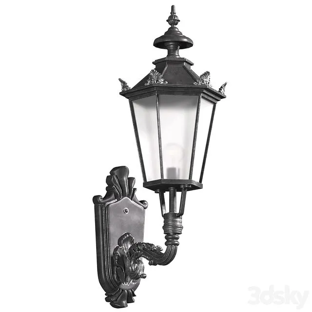 Classical Outdoor Wall Lamp Lighted Lantern Sconce 3D Model