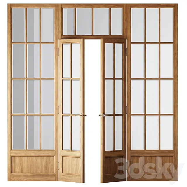 Classical Wooden Glass Partition 3D Model