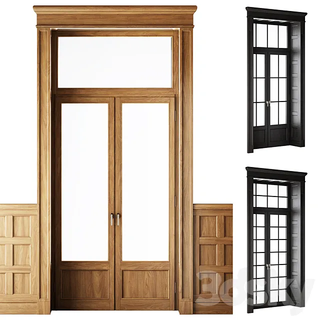 Classical Wooden Window_Door 3D Model