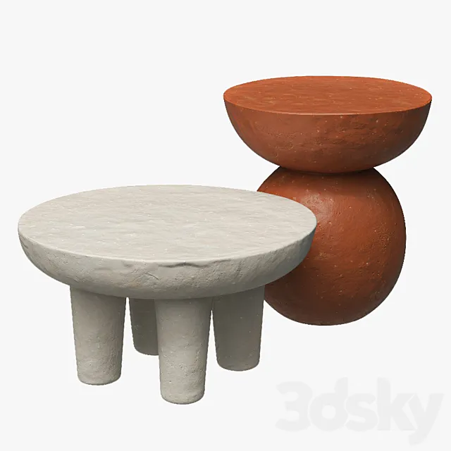 Clay side tables 3D Model
