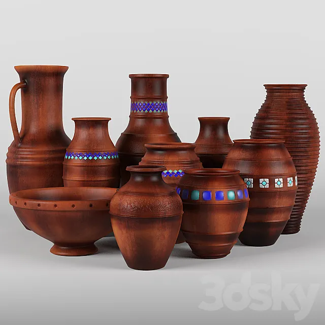 Clay vases 3D Model