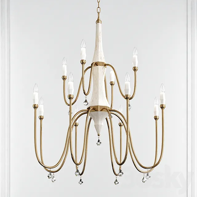 Claymore Claystone Gold Leaf 12 Light Chandelier by Maxim Lighting 3D Model Claymore Claystone Gold Leaf 12 Light Chandelier by Maxim Lighting 3D Model