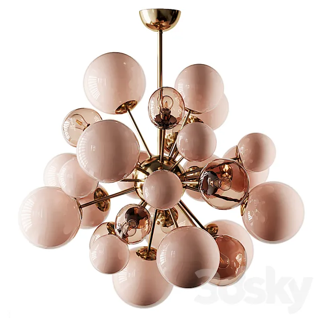 Clear and Opaque Pink Blush Murano Glass and Brass Sputnik Chandelier Italy 3D Model Clear and Opaque Pink Blush Murano Glass and Brass Sputnik Chandelier Italy 3D Model