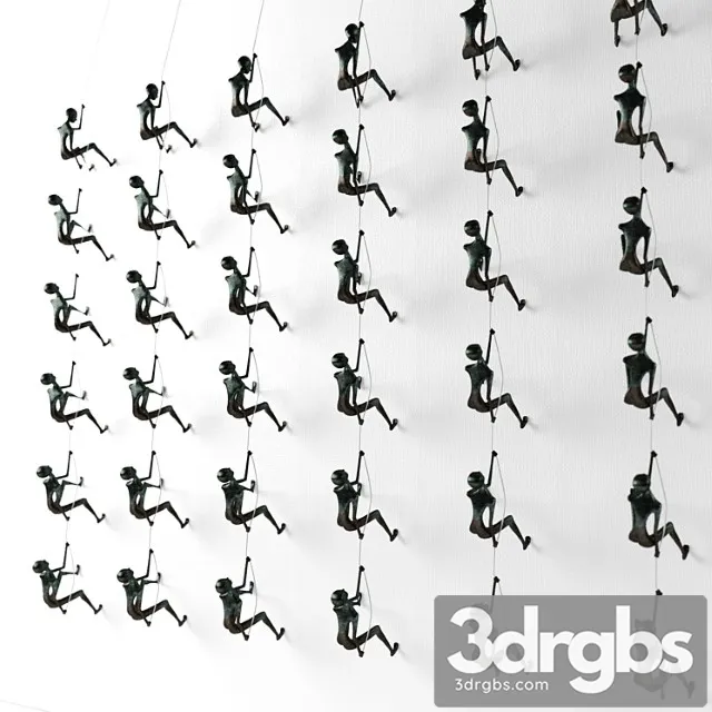 Climbing Man Wall Sculpture 2 3D Model Download