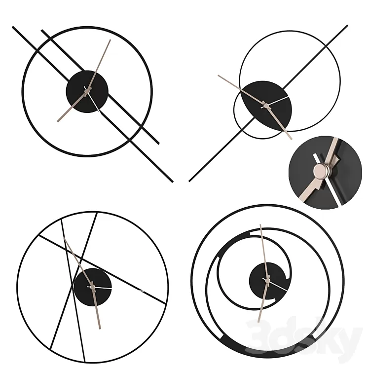 clock set 1 by Horloge Murale 3D Model