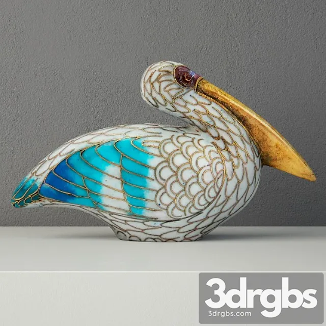 Cloisonne Pelican With Garnet Eyes 3D Model Download