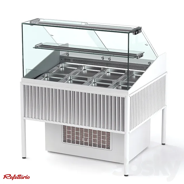 Closed gastronomic refrigerated showcase with shelf (RGM1СS Moon Light Silver series) 3D Model
