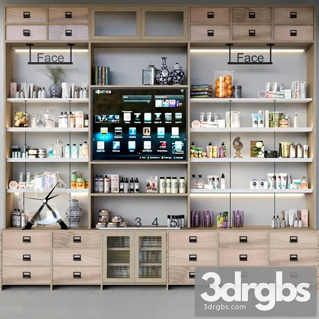 Closet with cosmetics for personal care in a beauty salon 3D Model Download