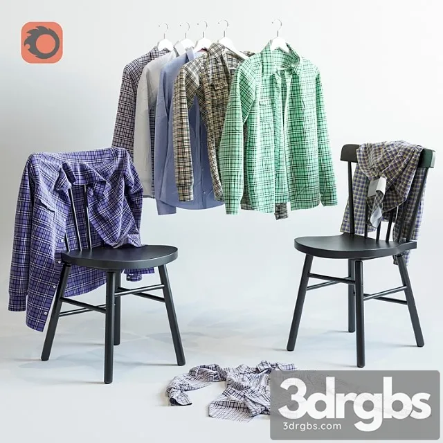 Clothes A set of men’s shirts and chair ikea norraryd 3D Model Download