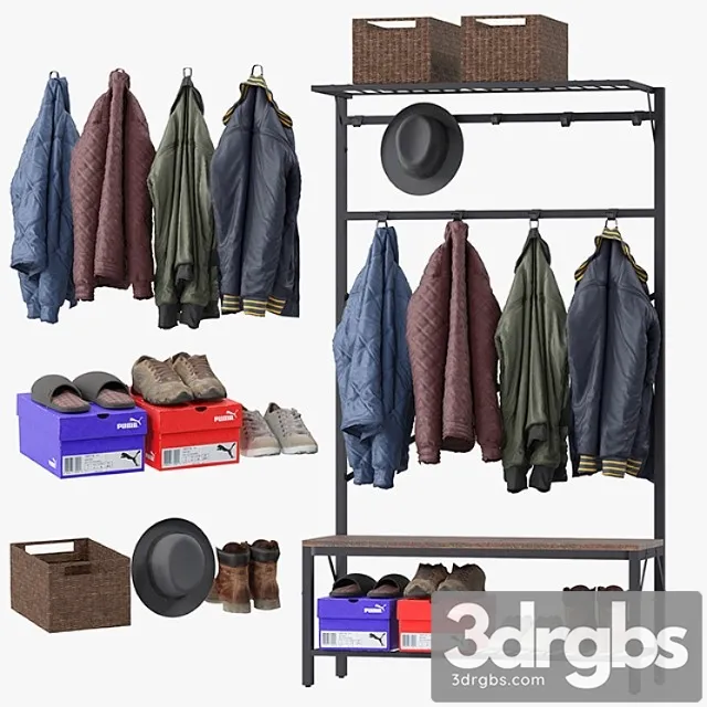 Clothes Andrew hall tree 3D Model Download