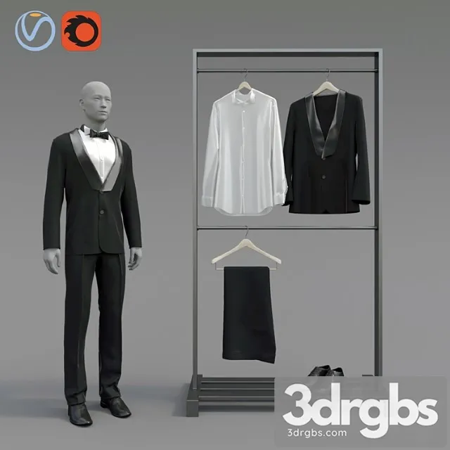 Clothes Classic male tuxedo 3D Model Download