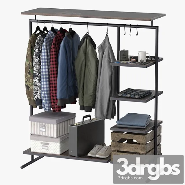 Clothes Clothes rack wood 3D Model Download