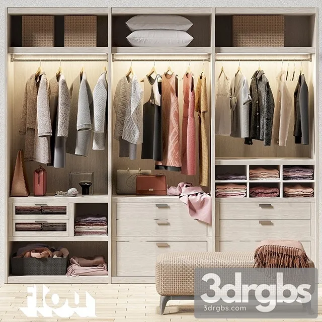 Clothes Flou Wardrobe 3D Model Download