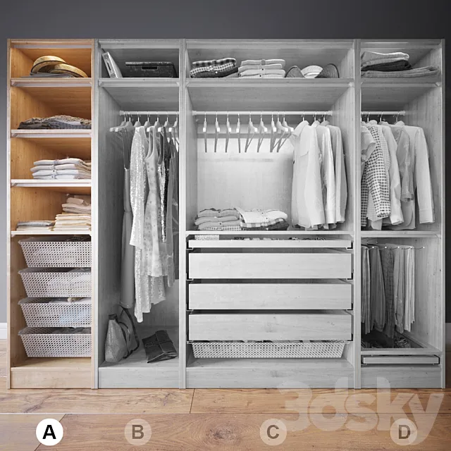 Clothes in the closet section A 1-4 3D Model