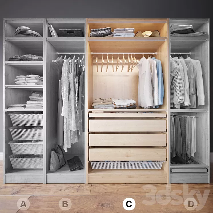 Clothes in the closet section C 3-4 3D Model Clothes in the closet section C 3-4 3D Model