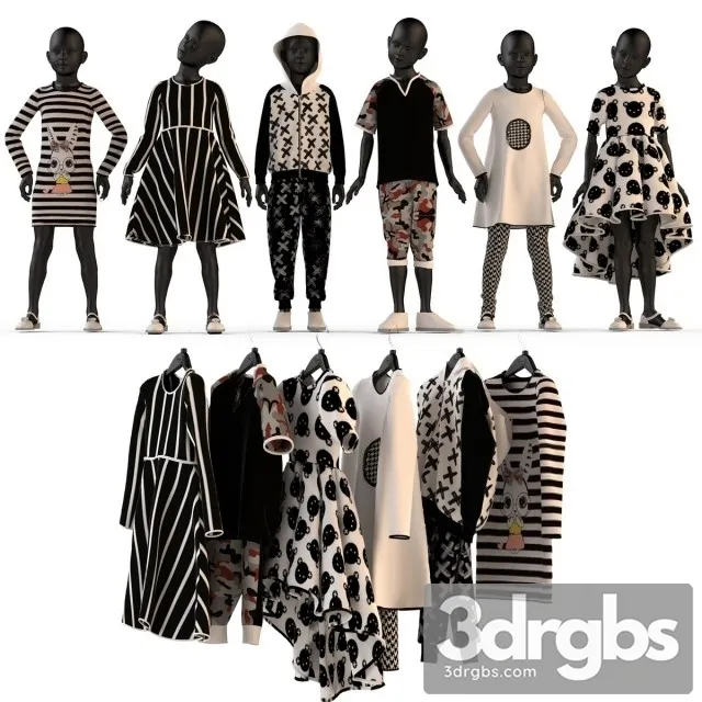 Clothes Kids Set 02 3D Model Download