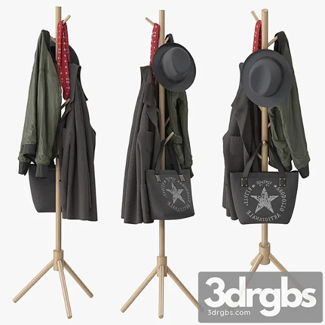 Clothes Lendra deluxe wooden coat rack tree 3D Model Download