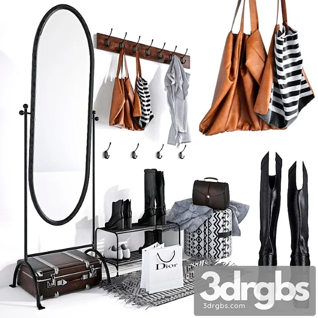 Clothes Set in the hallway 2 3D Model Download