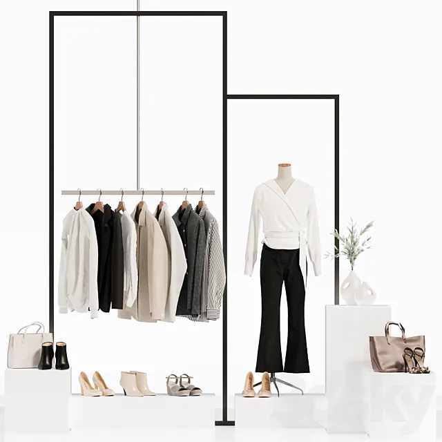 Clothes store showcase mannequin hanger clothes wardrobe Free Download