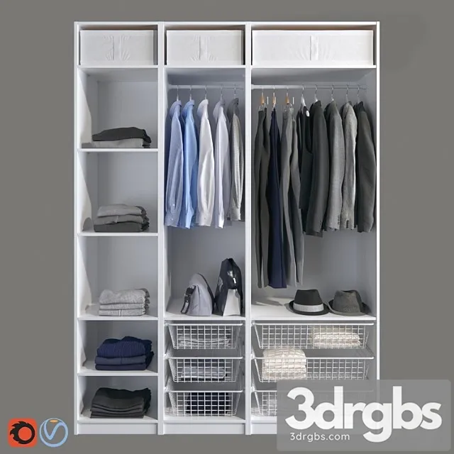 Clothes Wardrobe pax from ikea 3D Model Download