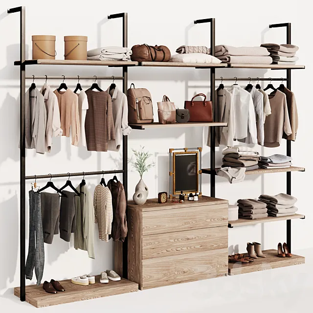 Clothes wardrobe rack 3D Model