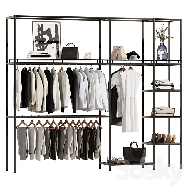 Clothes wardrobe rack for clothing store 3D Model Clothes wardrobe rack for clothing store 3D Model