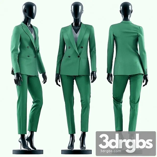 Clothes Woman green suit 3D Model Download
