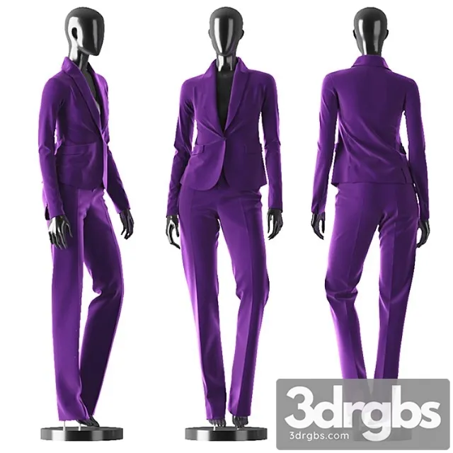 Clothes Woman purple suit 3D Model Download