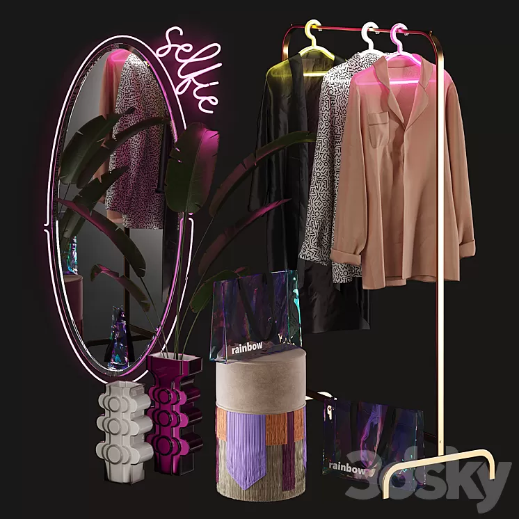Clothing store window display set 3D Model