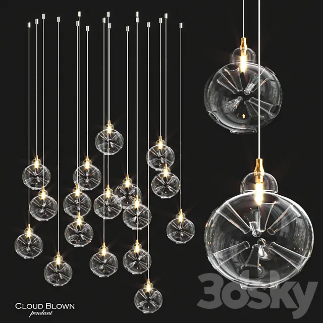 Cloud Blown Glass Pendant Light 3D Model