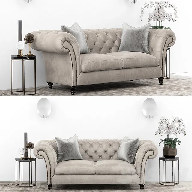 Club Chesterfield sofa set 3DModel