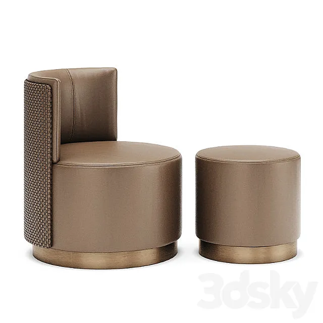 Clubby Armchair + Pouf by Frag 3D Model