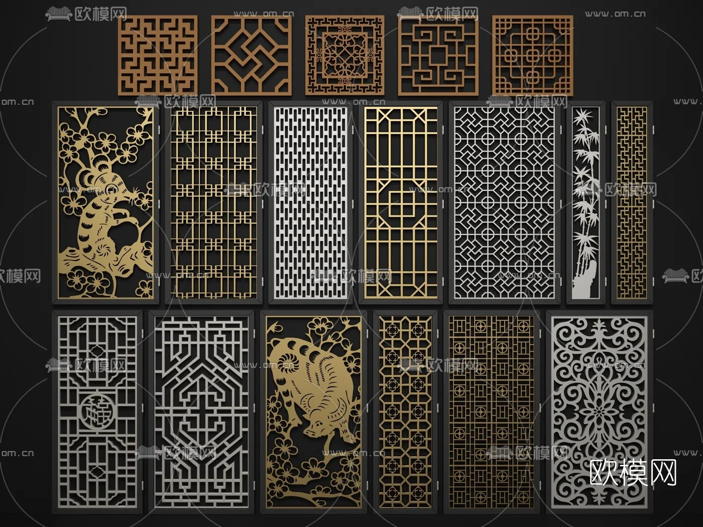 CNC Panels 3D Models – CNC Wall 3D Blocks – 005 – VRAY Render