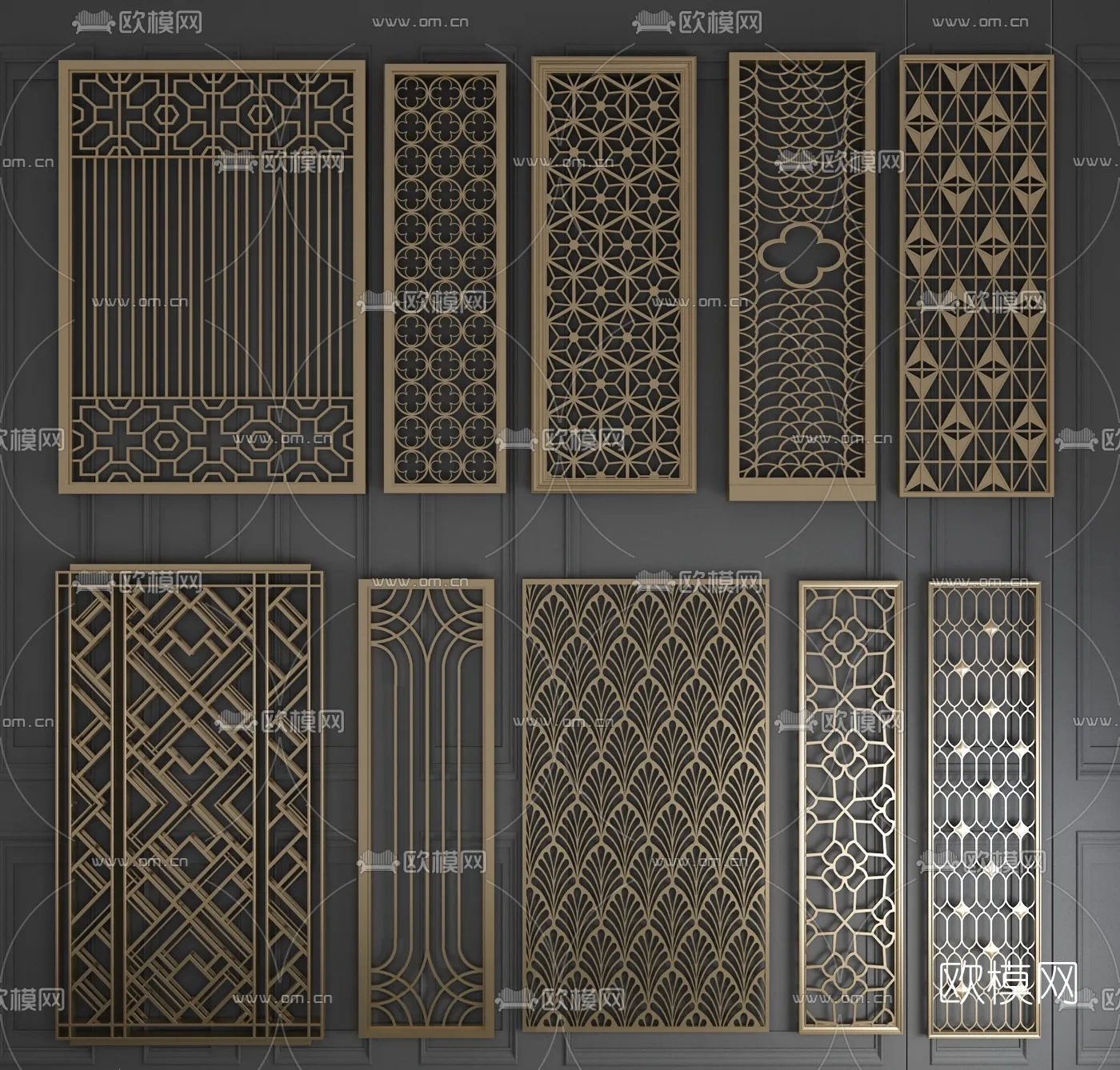 CNC Panels 3D Models – CNC Wall 3D Blocks – 046 – VRAY Render