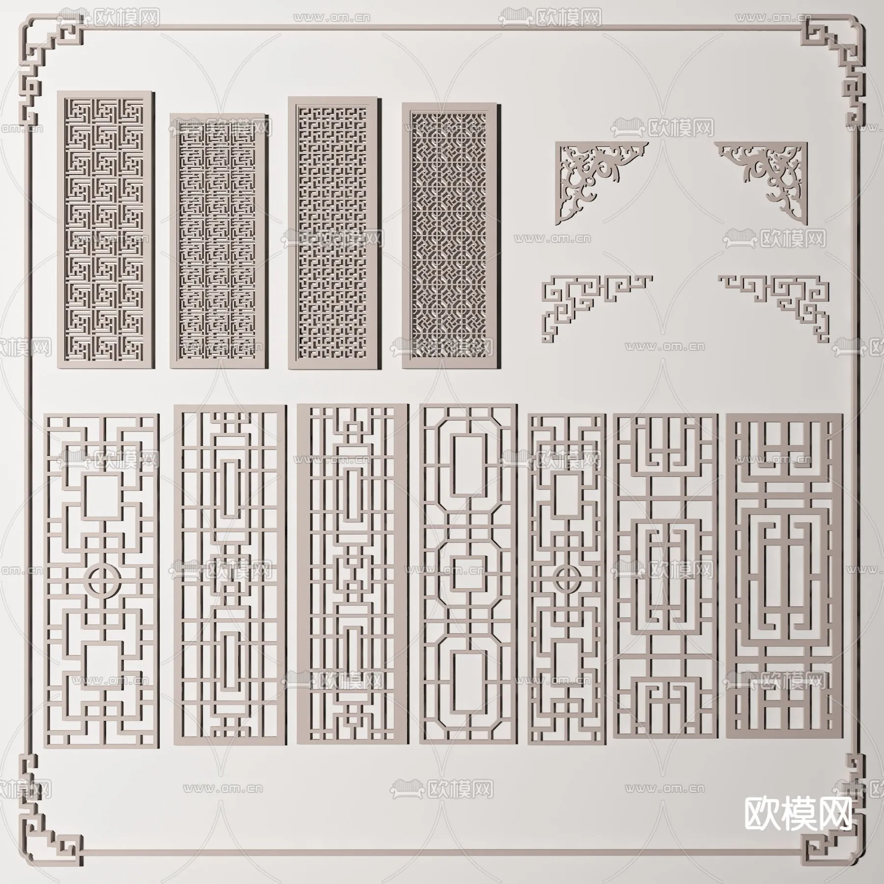 CNC Panels 3D Models – CNC Wall 3D Blocks – 082 – VRAY Render