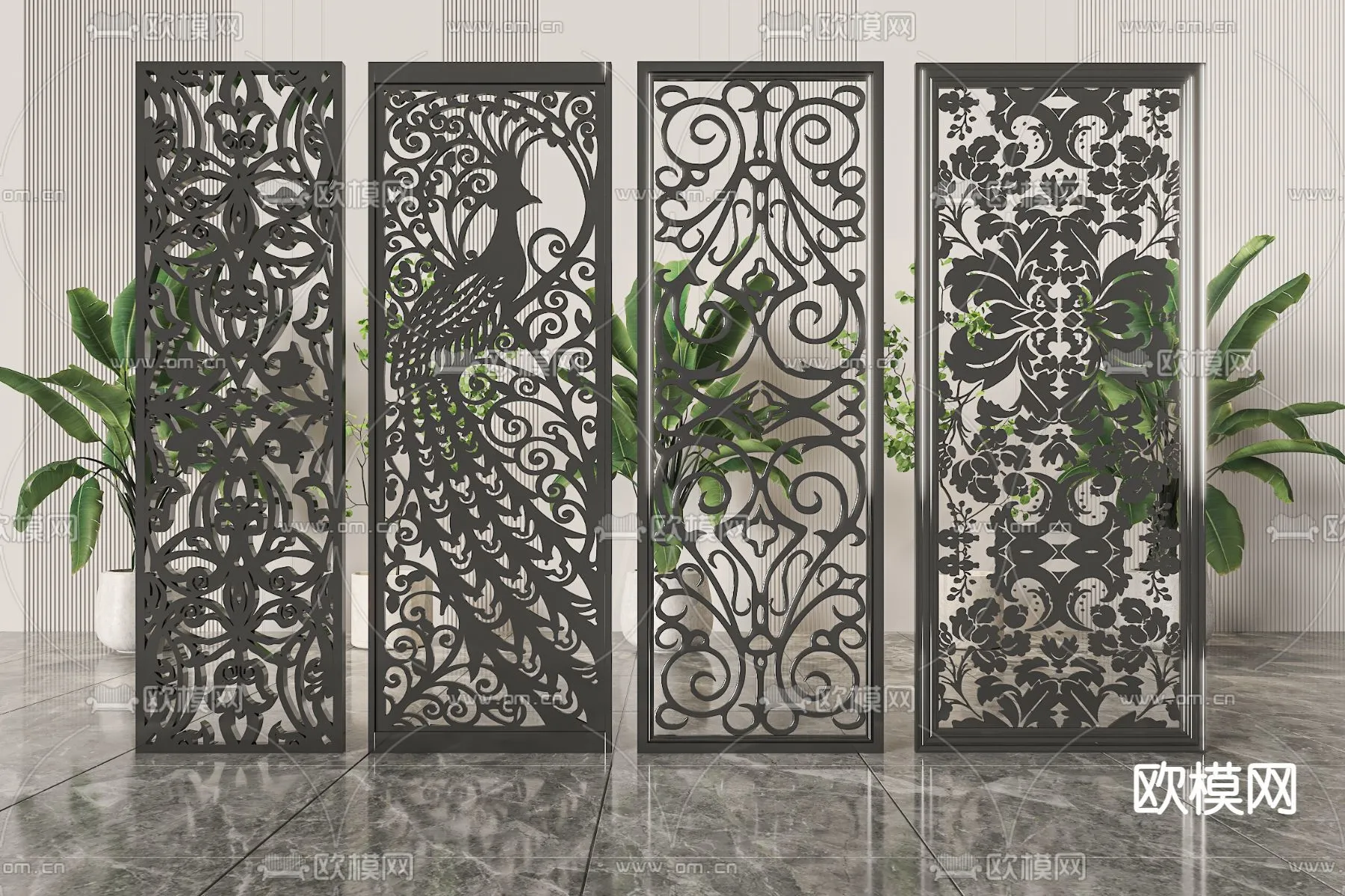 CNC Panels 3D Models – CNC Wall 3D Blocks – 086 – VRAY Render