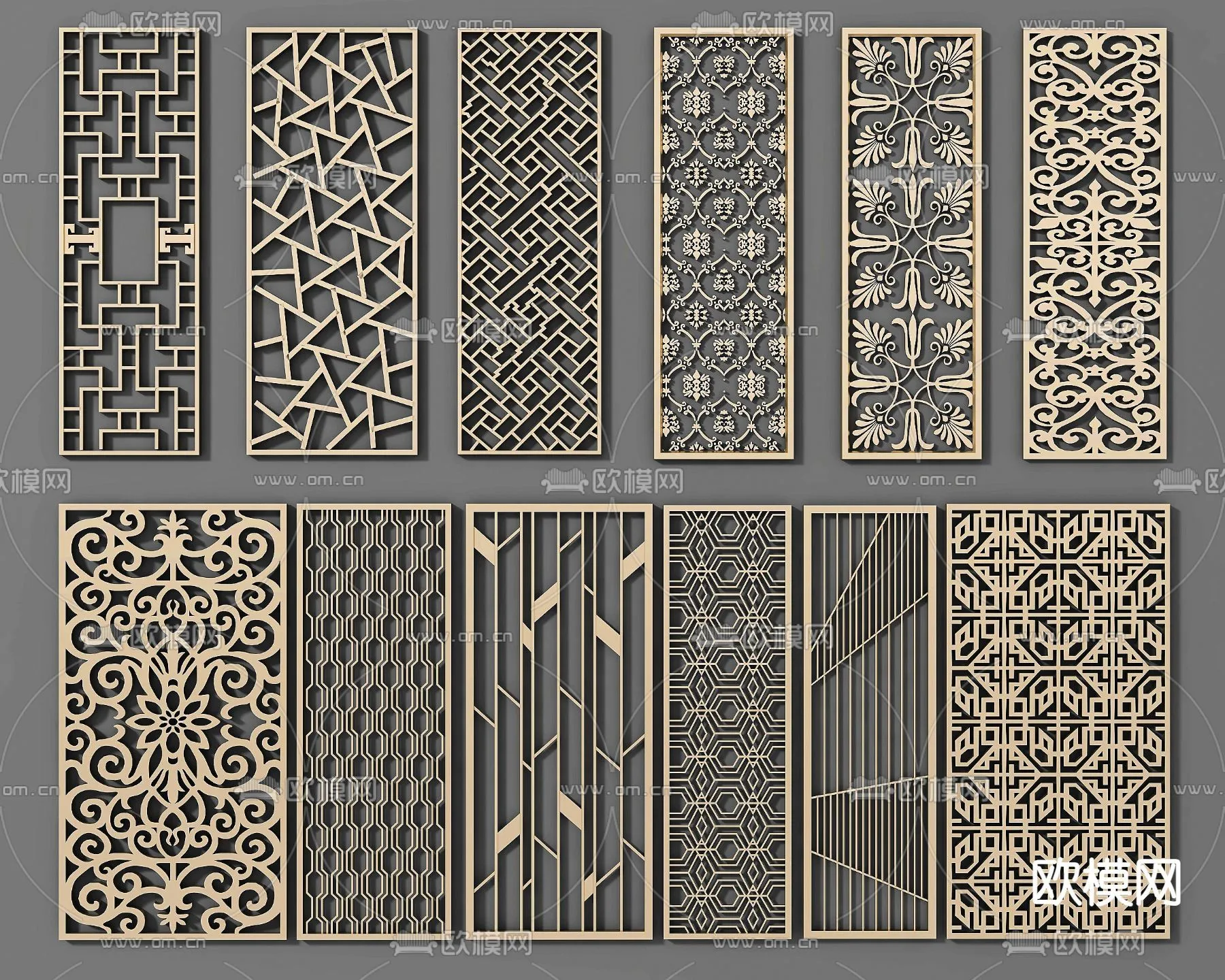 CNC Panels 3D Models – CNC Wall 3D Blocks – 097 – VRAY Render