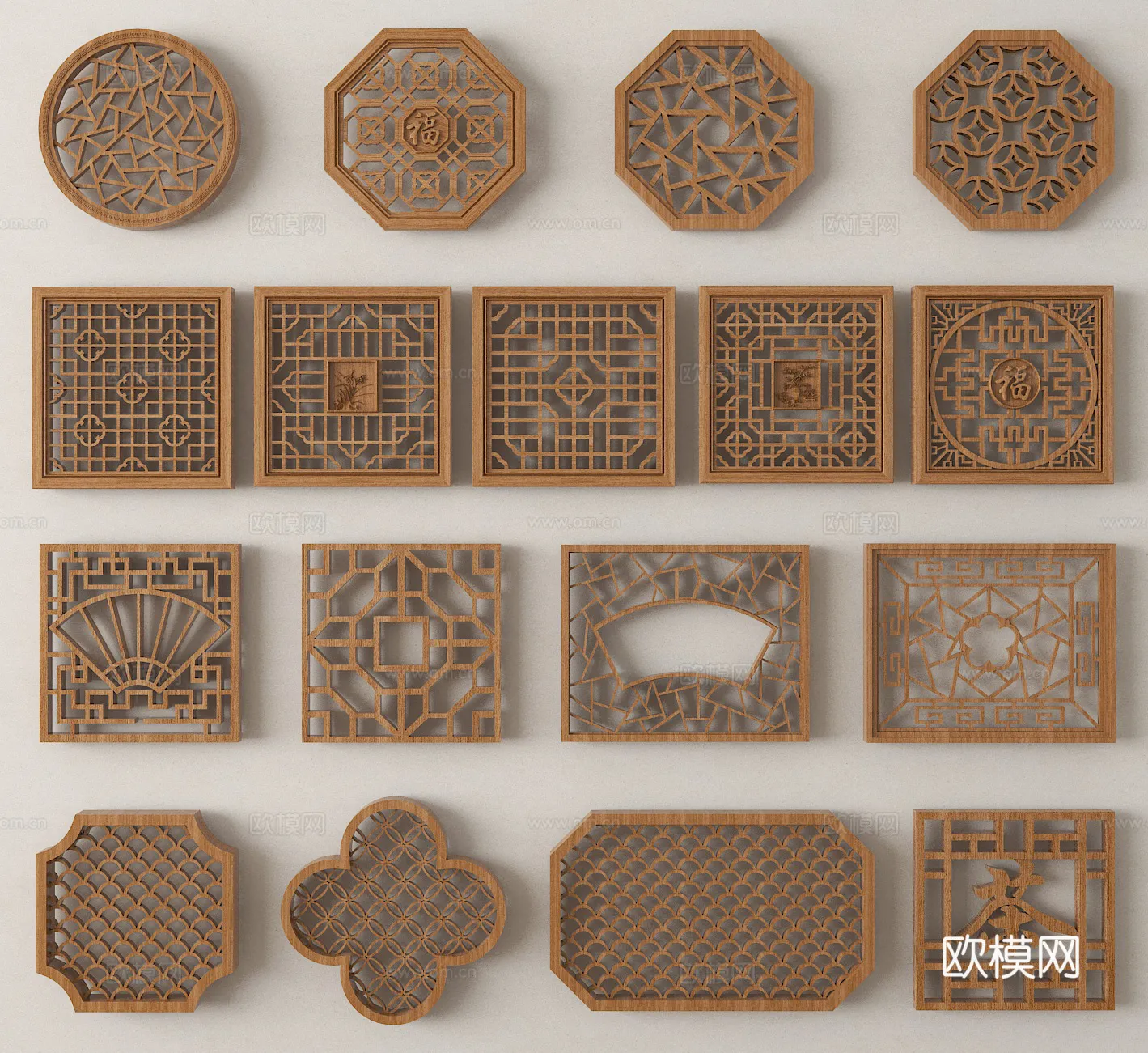 CNC Panels 3D Models – CNC Wall 3D Blocks – 119 – VRAY Render