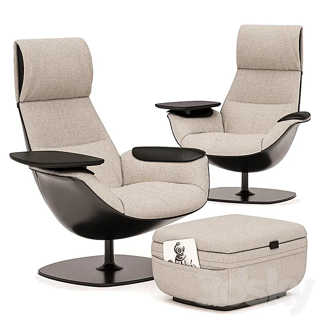 Coalesse Massaud Lounge Chair and Ottoman 5 colors 3D Model Coalesse Massaud Lounge Chair and Ottoman 5 colors 3D Model