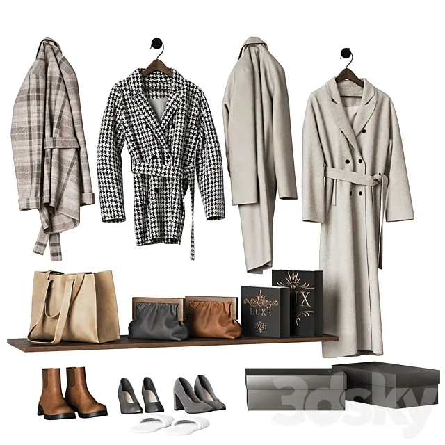 Coat collection \ Clothes and shoes for the hallway 3D Model
