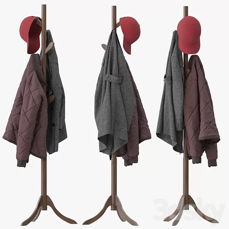 Coat Rack 8 Hooks 3D Model Free Download